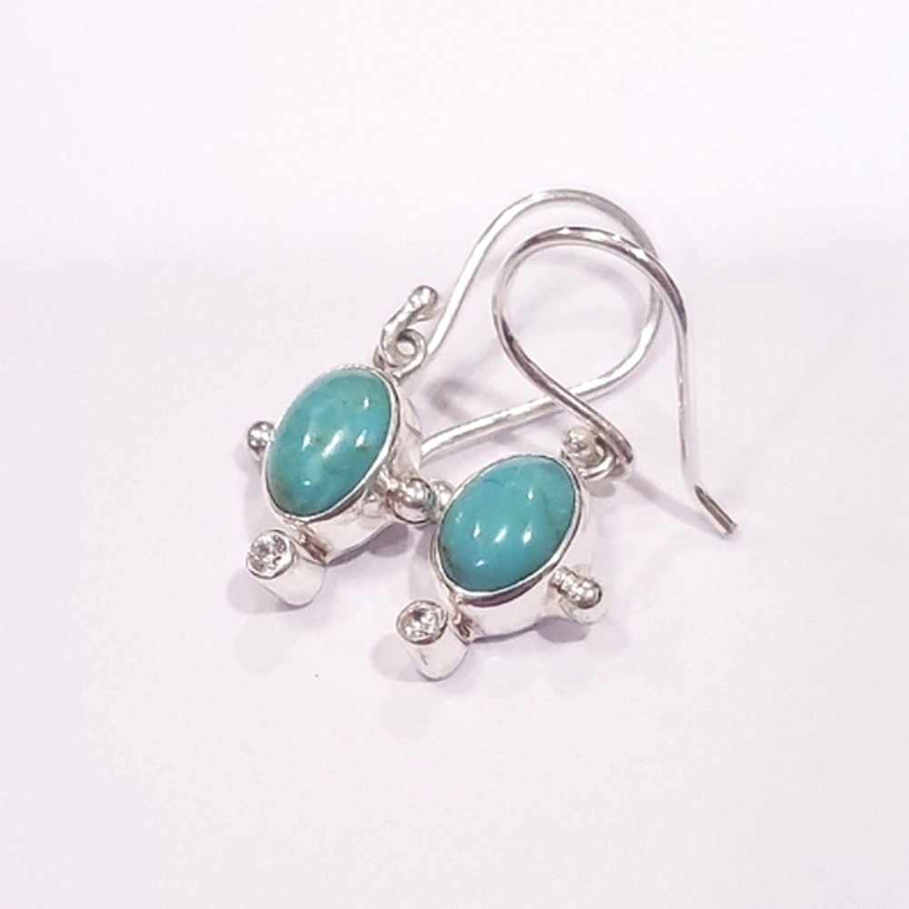 Turquoise Dangle Earrings .925 Sterling Silver NWOT